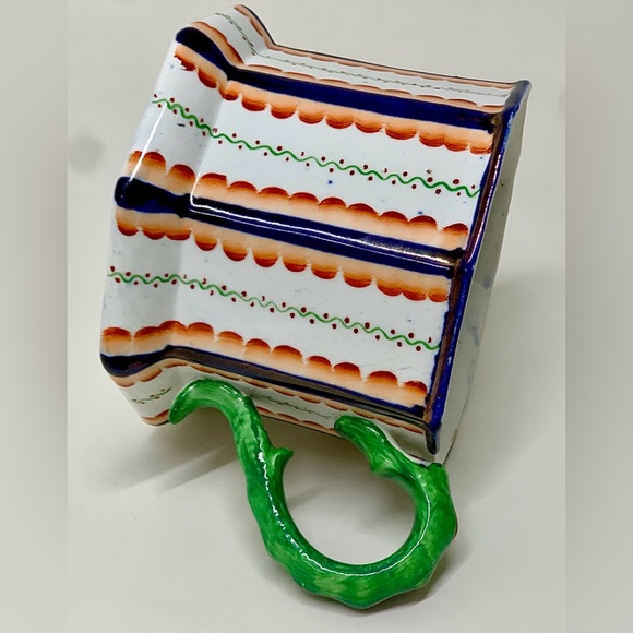 c. 1820 Antique Gaudy Welsh Octagonal Serpent Handle Harvest Cup Frog Mug - Picture 12 of 16